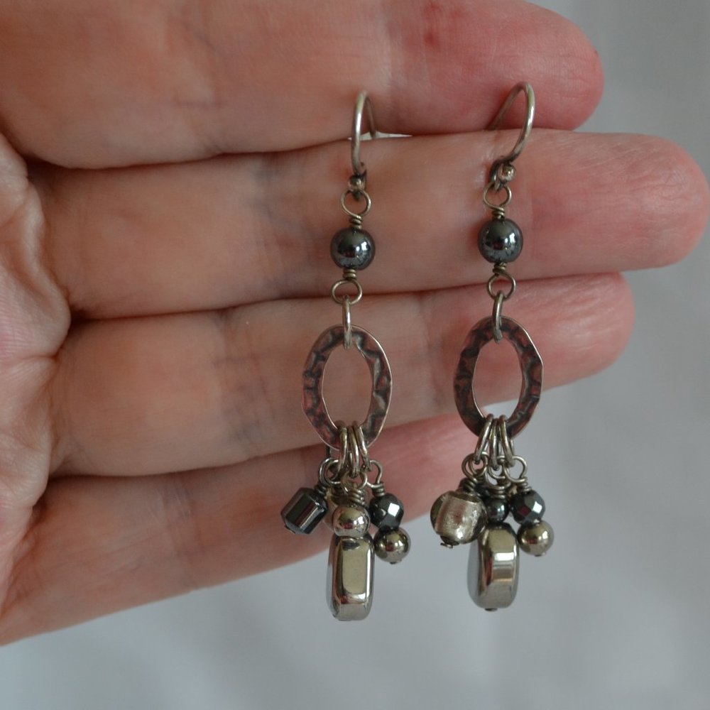 Silpada Hematite/Beaded Sterling Earrings